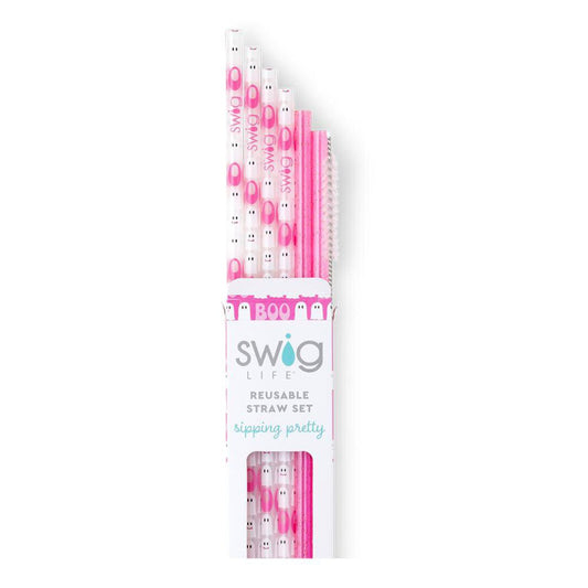 Faboolous & Pink Glitter Reuseable Straw Set