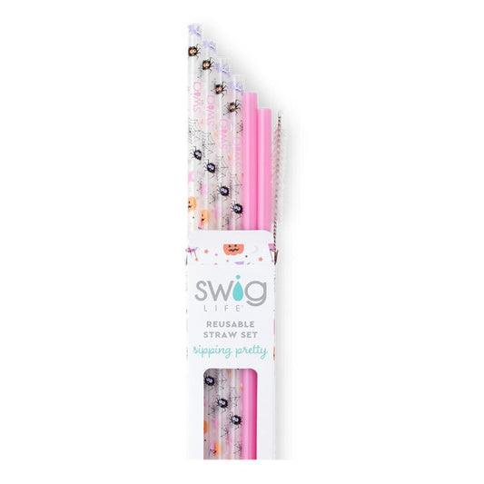 Sweet and Spooky & Pink Reuseable Straw Set