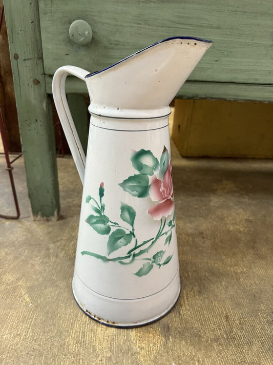 Vintage French Enamel Pitcher