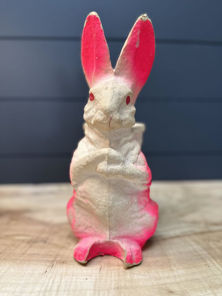 Vintage Extra Large Ears Up Paper Mache Bunny Candy Container