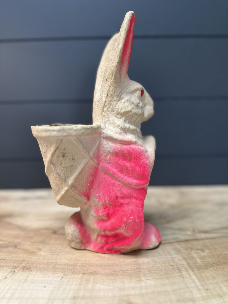 Vintage Extra Large Ears Up Paper Mache Bunny Candy Container