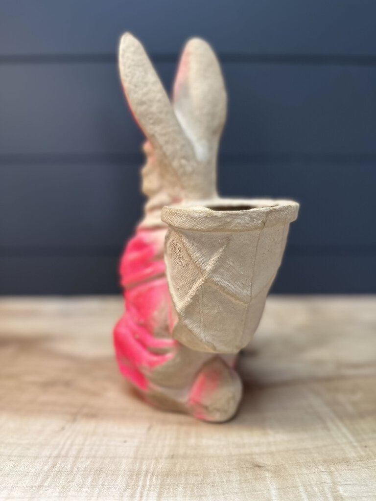 Vintage Extra Large Ears Up Paper Mache Bunny Candy Container