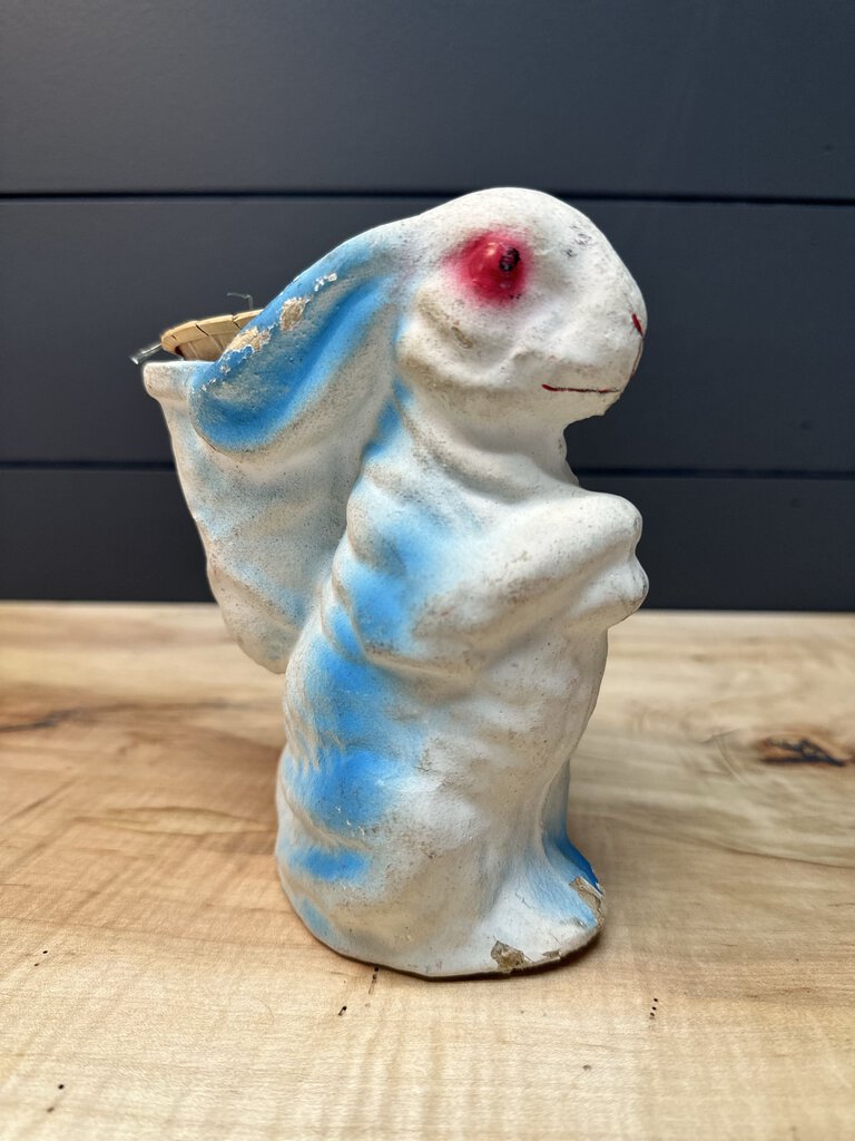 Vintage Ears Down Paper Mache Blue Bunny Candy Container