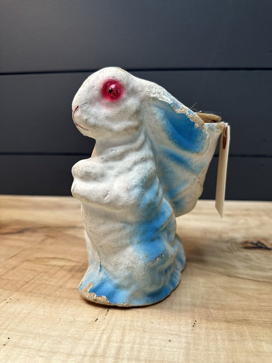 Vintage Ears Down Paper Mache Blue Bunny Candy Container