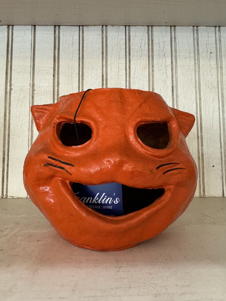 1940s Orange Cat Paper Mache Lantern