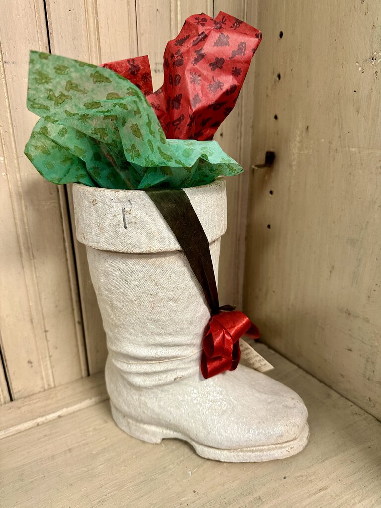 Vintage Kentucky Tavern Advertising Paper Mache Santa Boot