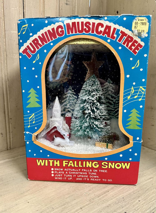 1960s Turning Musical Tree w/ Falling Snow