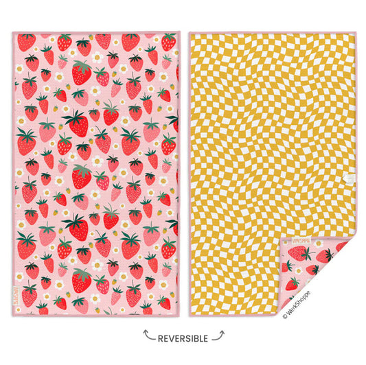 Strawberry Check Microfiber Towel